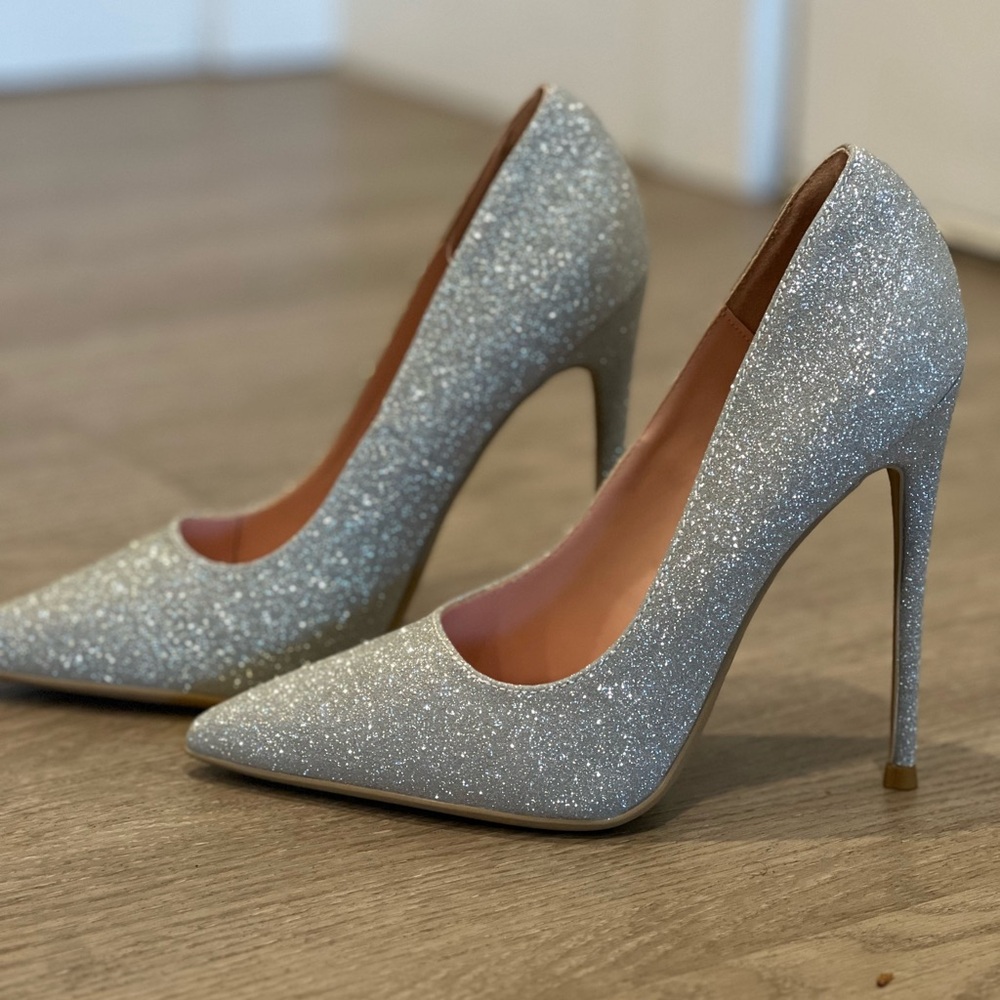 Sparkly Silver Stiletto Heels